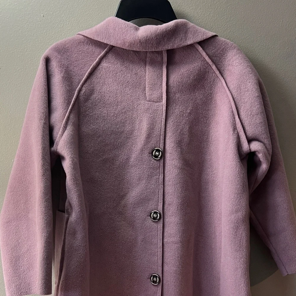 Annie & Charles Dusty Mauve Wool-Blend Button Coat
